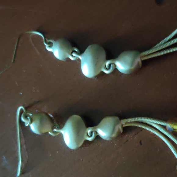 Dangle earrings in brass with purple and amber stones - Picture 7 of 7